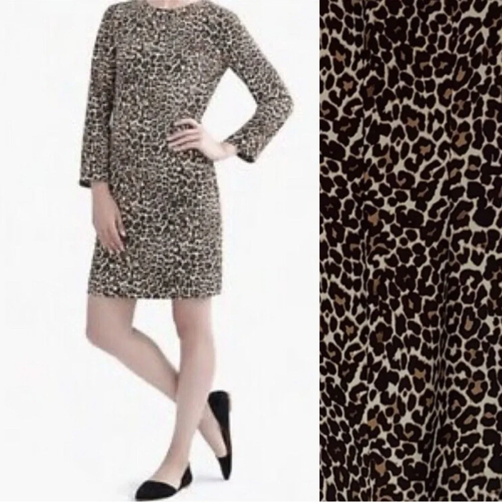 J. Crew Cheetah Leopard Print Crepe Shift Dress